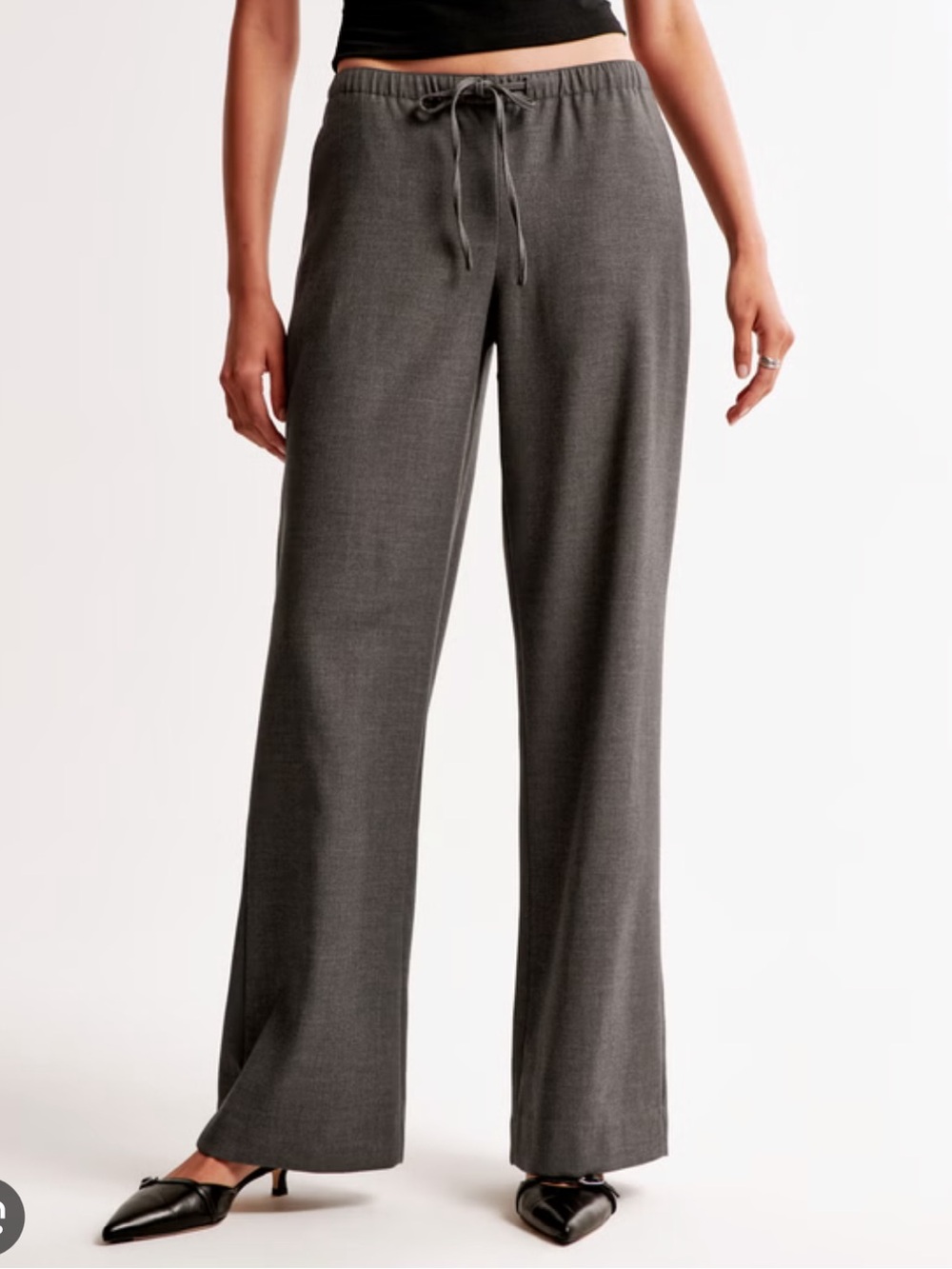 Abercrombie & Fitch Charcoal Wide-Leg Drawstring Pants